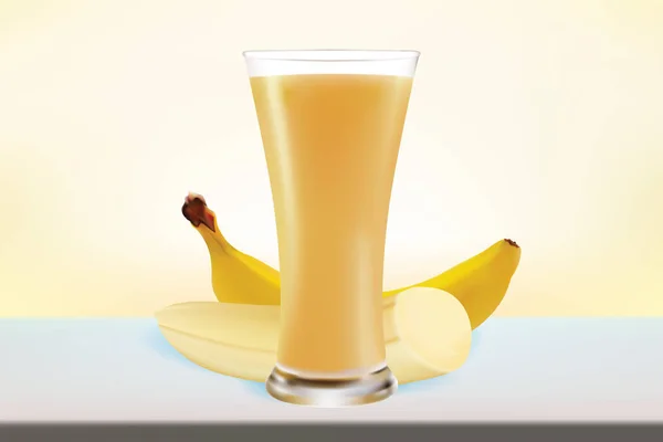 Scheibe Banane Mit Frischem Bananensaft — Stockvektor