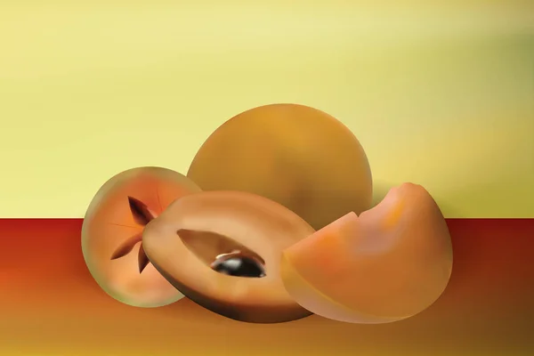 Sapodilla gerçekçi vektör meyve tahta arka plan ile