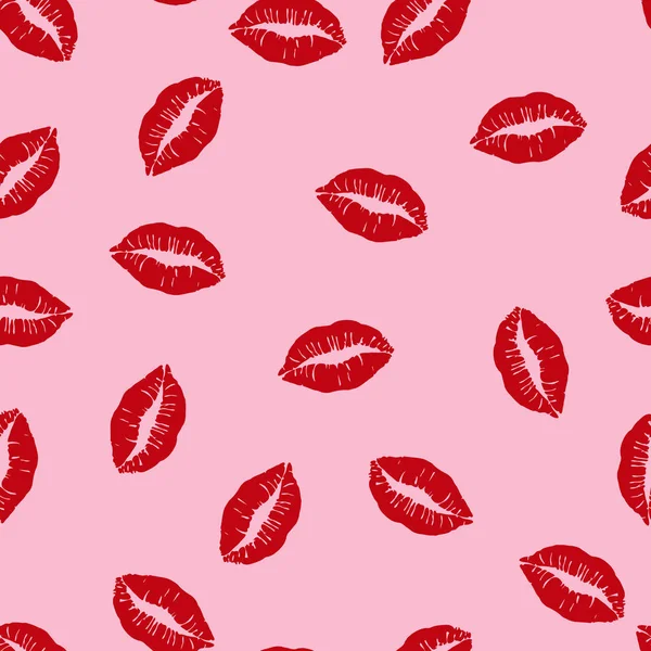 Kissing red lips seamless pattern rose bg