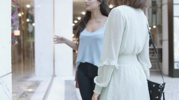 Des femmes méconnaissables debout près de la vitrine — Video