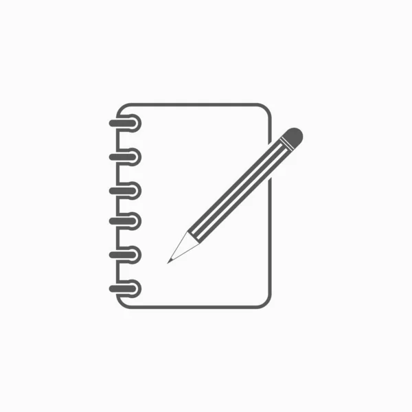 Anteckningsbok och penna ikon, skriva vektor, studera illustration, stationär ikon — Stock vektor
