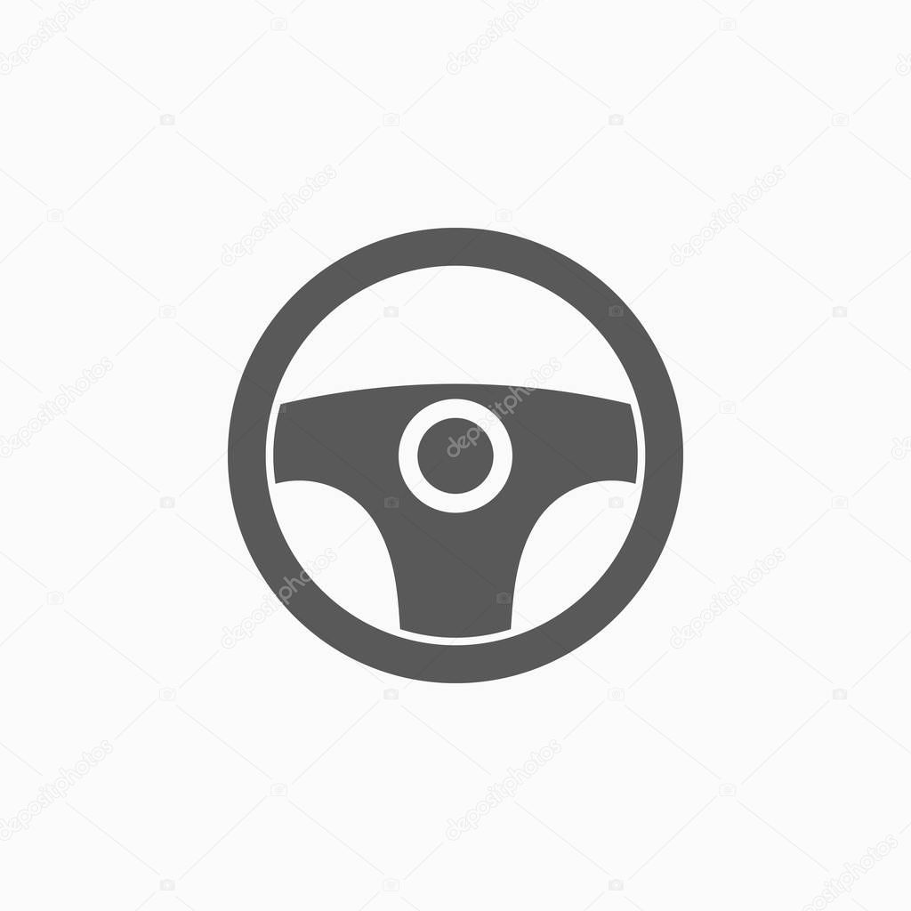 Steering wheel icon, car vector, drive illustration, vehicle icon