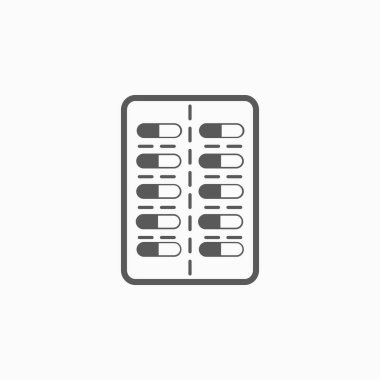 hap paketi simgesi, ilaç ikonu, eczane illüstrasyonu, kapsül vektörü