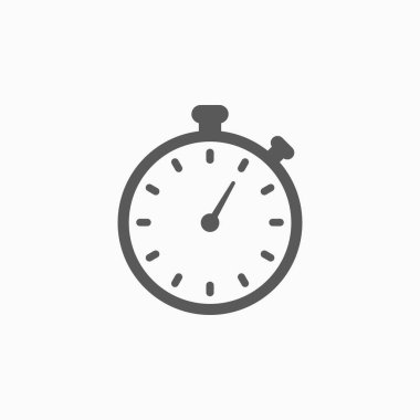 Kronometre simgesi, saat vektörü, sayma illüstrasyonu, ölçüm simgesi, zaman çizimi