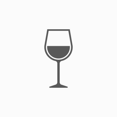Şarap kadehi ikonu, içecek vektörü, içecek illüstrasyonu, cam ikon, su sembolü, kokteyl işareti
