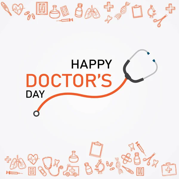 Happy Doctor Day greeting card design with hospital elements
