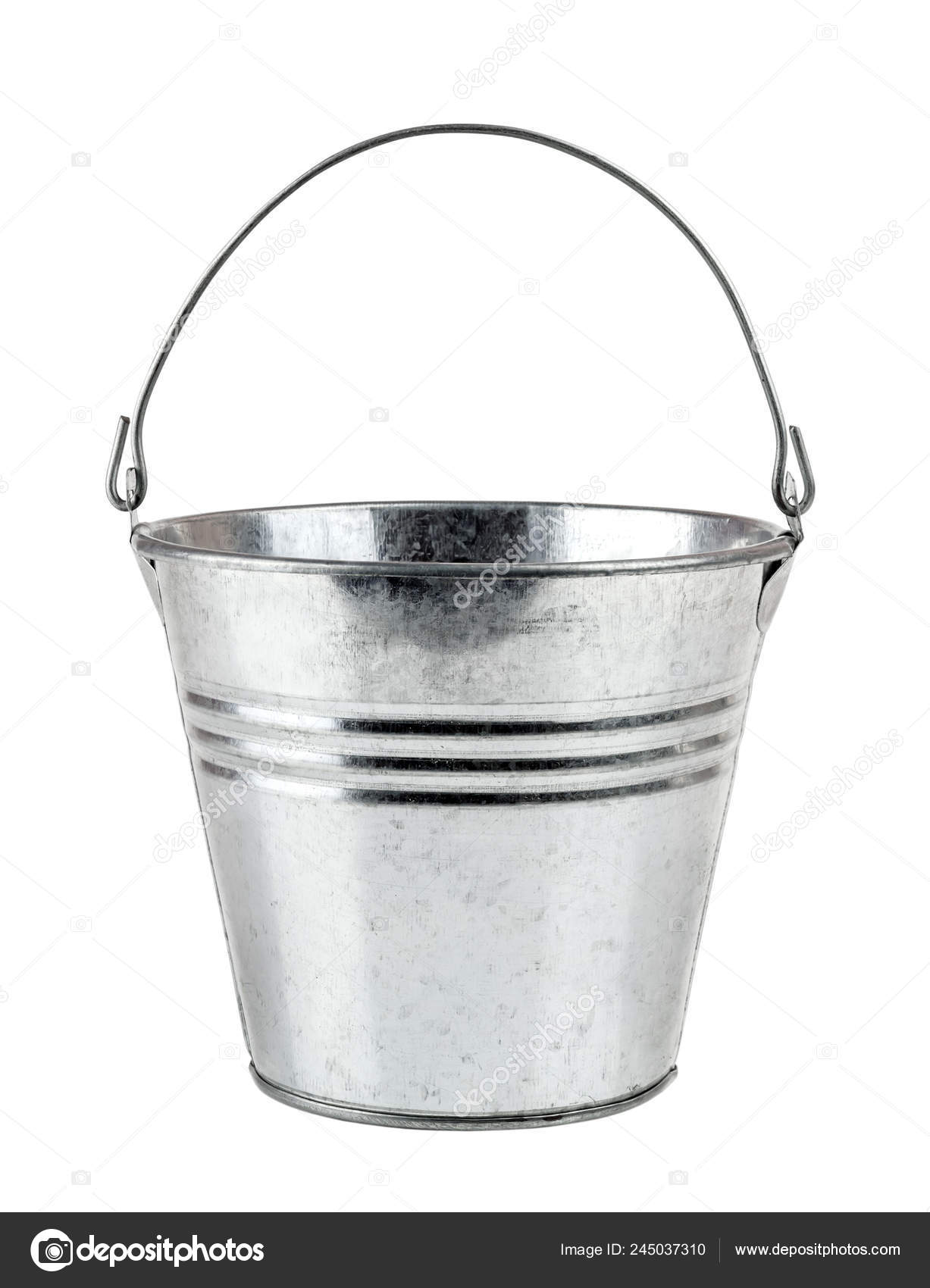 Empty Metal Bucket Isolated White Background Stock Photo by ©Roman