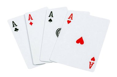 Beyaz arka planda izole edilmiş dört farklı takım elbise.