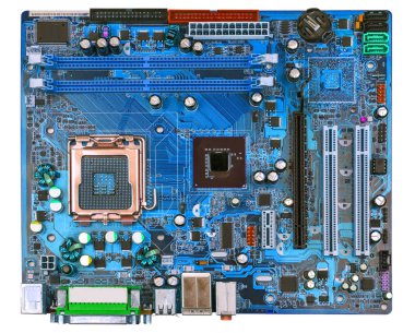 Beyaz arkaplanda ana kart izole edildi