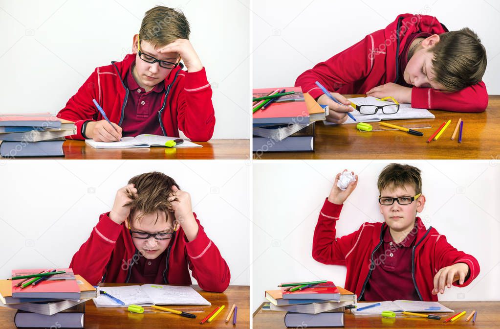 student in the classroom in different case