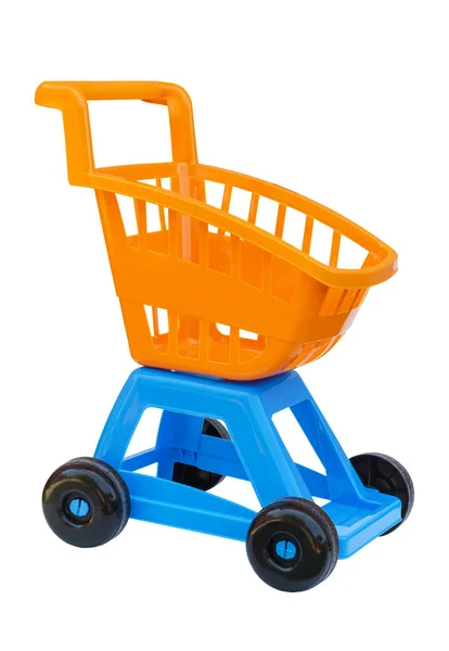 Kinderwagen Speelgoed Supermarkt Geïsoleerd Witte Achtergrond — Stockfoto