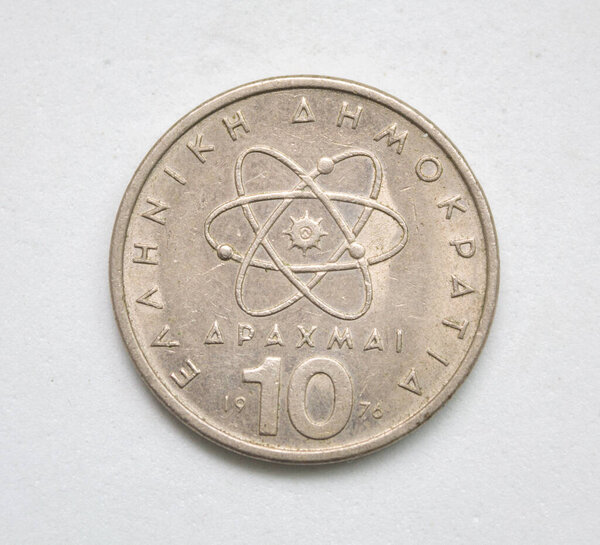 10 greece coin with white background