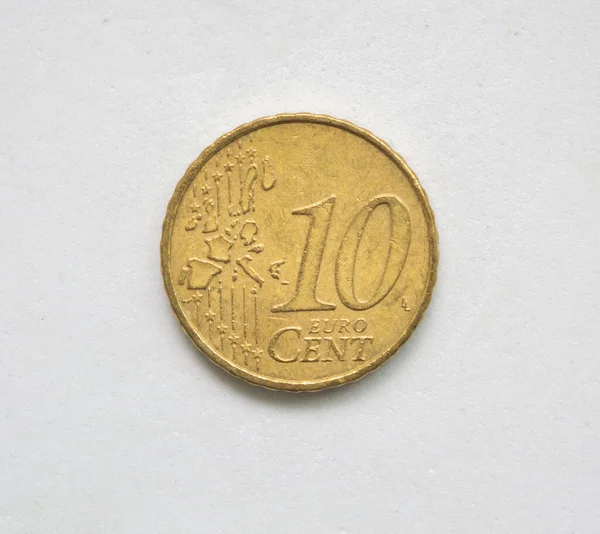 白を背景にした新しい10ユーロ硬貨 — ストック写真