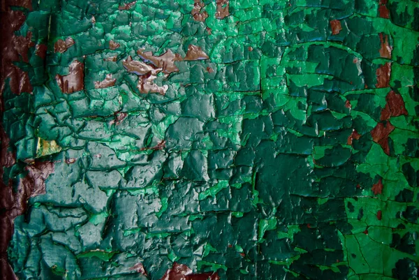Старый Деревянный Окрашенный Зеленый Коричневый Ржавый Фон Текстура Старой Хлопьевидной — стоковое фото