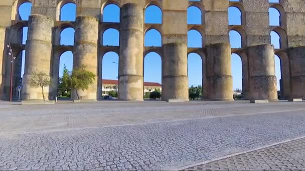 Acquedotto Amoreira Nella Città Elvas Regione Dell Alentejo Portogallo — Video Stock