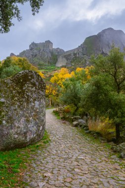 walking path to medieval castle of Monsanto. Castelo Blanco, Portugal. National Monument