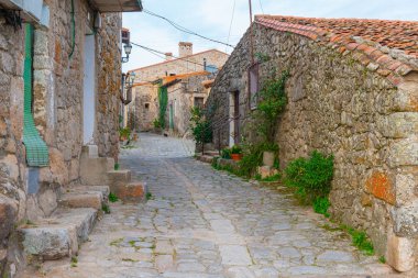 Trevejo'daki eski sokak, Caceres, Extremadura, İspanya