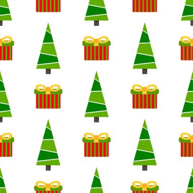 Kusursuz bir Noel modeli. Renkli çizgi film vektör çizimi.