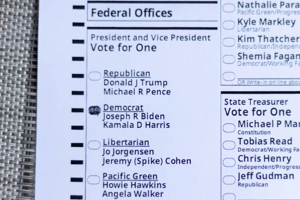 Persona Votó Por Joe Biden Kamala Harris Lugar Donald Trump —  Fotos de Stock