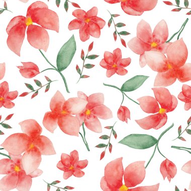 pembe çiçekli suluboya seamless modeli