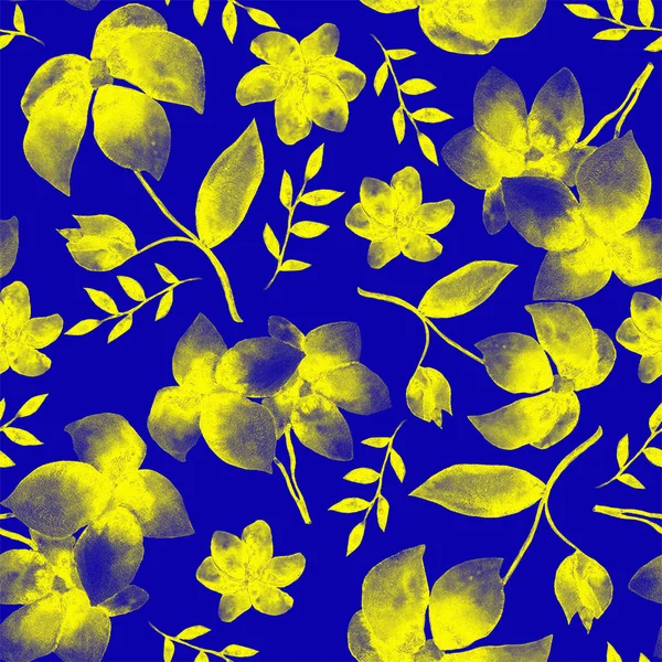 Patrón Sin Costura Con Flores Amarillas — Foto de Stock