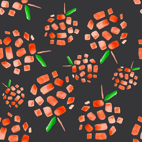 Patrón Acuarela Con Manzanas Rojas Verdes Peras Naranjas Sobre Fondo —  Fotos de Stock