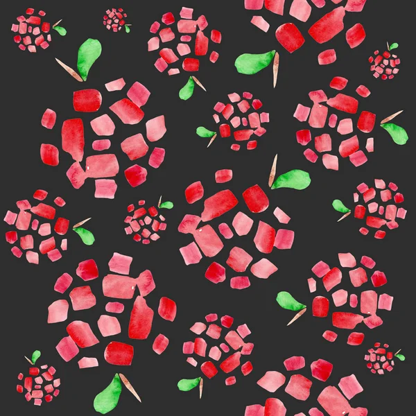 Akvarelu Vzorek Zelená Červená Jablka Hrušky Pomeranče Šedé Bílé Pozadí — Stock fotografie