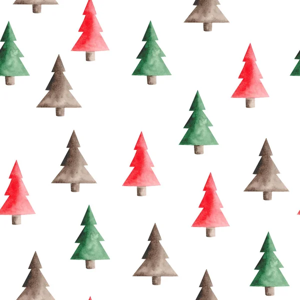 Aquarela Padrão Natal Com Carro Vermelho Árvores Brinquedos Doces Imagens Royalty-Free