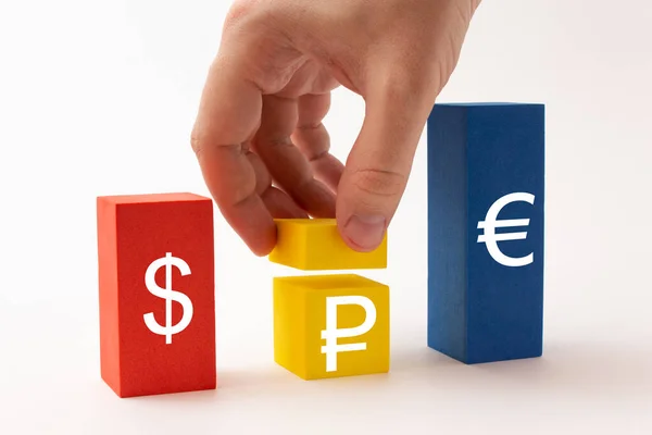 卢布对美元和欧元的增长率 — 图库照片