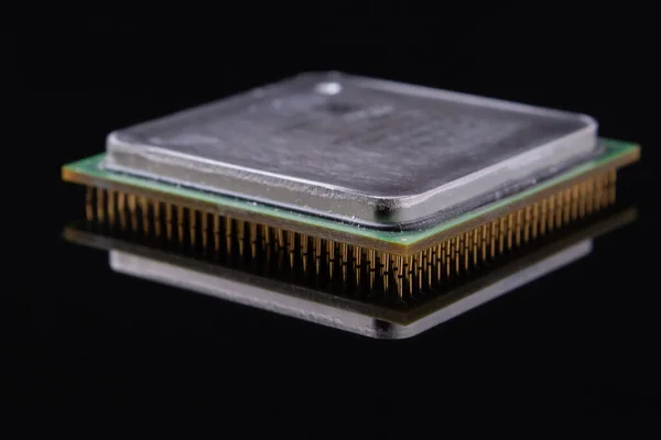 Processor Svart Bakgrund Komponenter — Stockfoto