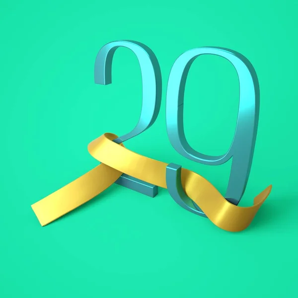 Number Twenty Nine Gold Ribbon 29Th Day Month Birthday Years — Stock Photo, Image