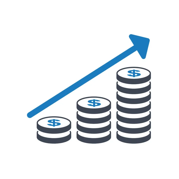 Crescimento Dinheiro Ícone Vetor Gráfico — Vetor de Stock