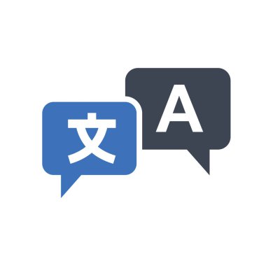 Dil çevirisi veya servis düz vektör simgesi