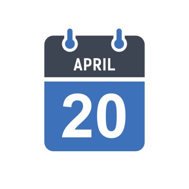 20 Nisan Takvim Tarihi Simgesi, Olay Tarihi Simgesi, Takvim Tarihi, Simge Tasarım Vektörü Grafiği