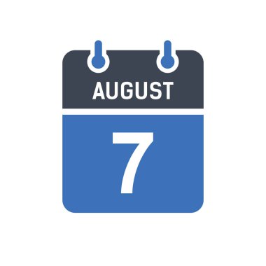 7 Ağustos Takvim Tarihi Simgesi, Olay Tarihi Simgesi, Takvim Tarihi, Simge Tasarım Vektörü Grafiği