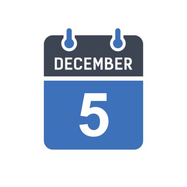 5 Aralık Takvim Tarihi Simgesi, Olay Tarihi Simgesi, Takvim Tarihi, Simge Tasarım Vektörü Grafiği