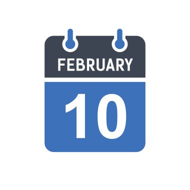 10 Şubat Takvim Tarihi Simgesi, Olay Tarihi Simgesi, Takvim Tarihi, Simge Tasarım Vektörü Grafiği