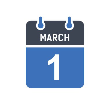 Mart 1 Takvim Tarihi Simgesi, Olay Tarihi Simgesi, Takvim Tarihi, Simge Tasarım Vektörü Grafiği