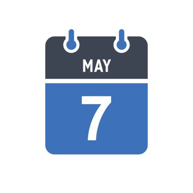 7 Mayıs Takvim Tarihi Simgesi, Olay Tarihi Simgesi, Takvim Tarihi, Simge Tasarım Vektörü Grafiği