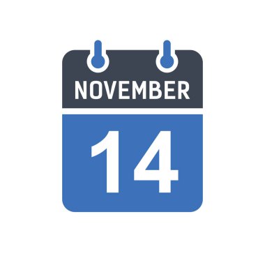 14 Kasım Takvim Tarihi Simgesi, Olay Tarihi Simgesi, Takvim Tarihi, Simge Tasarım Vektörü Grafiği