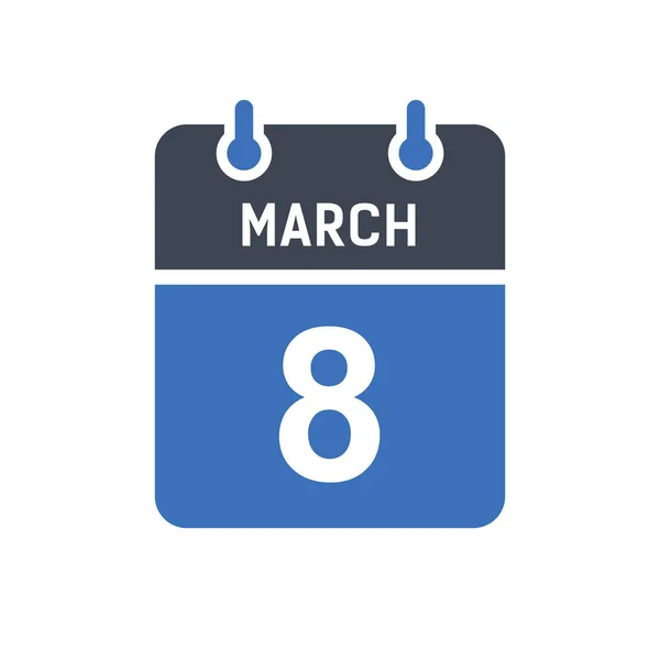 Março Calendário Data Ícone Ícone Data Evento Data Calendário Ícone —  Vetores de Stock