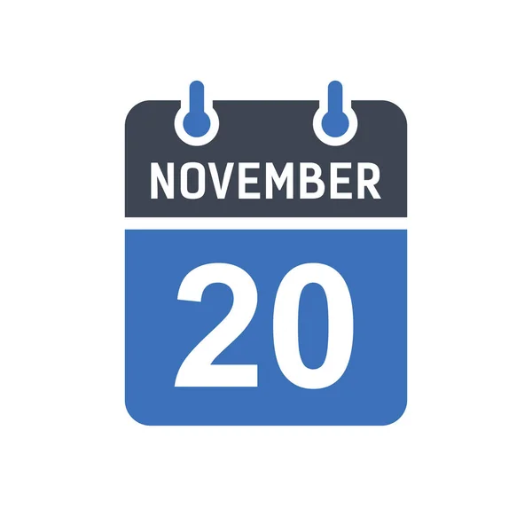 Listopad Kalendarz Ikona Daty Ikona Daty Wydarzenia Data Kalendarza Ikona — Wektor stockowy