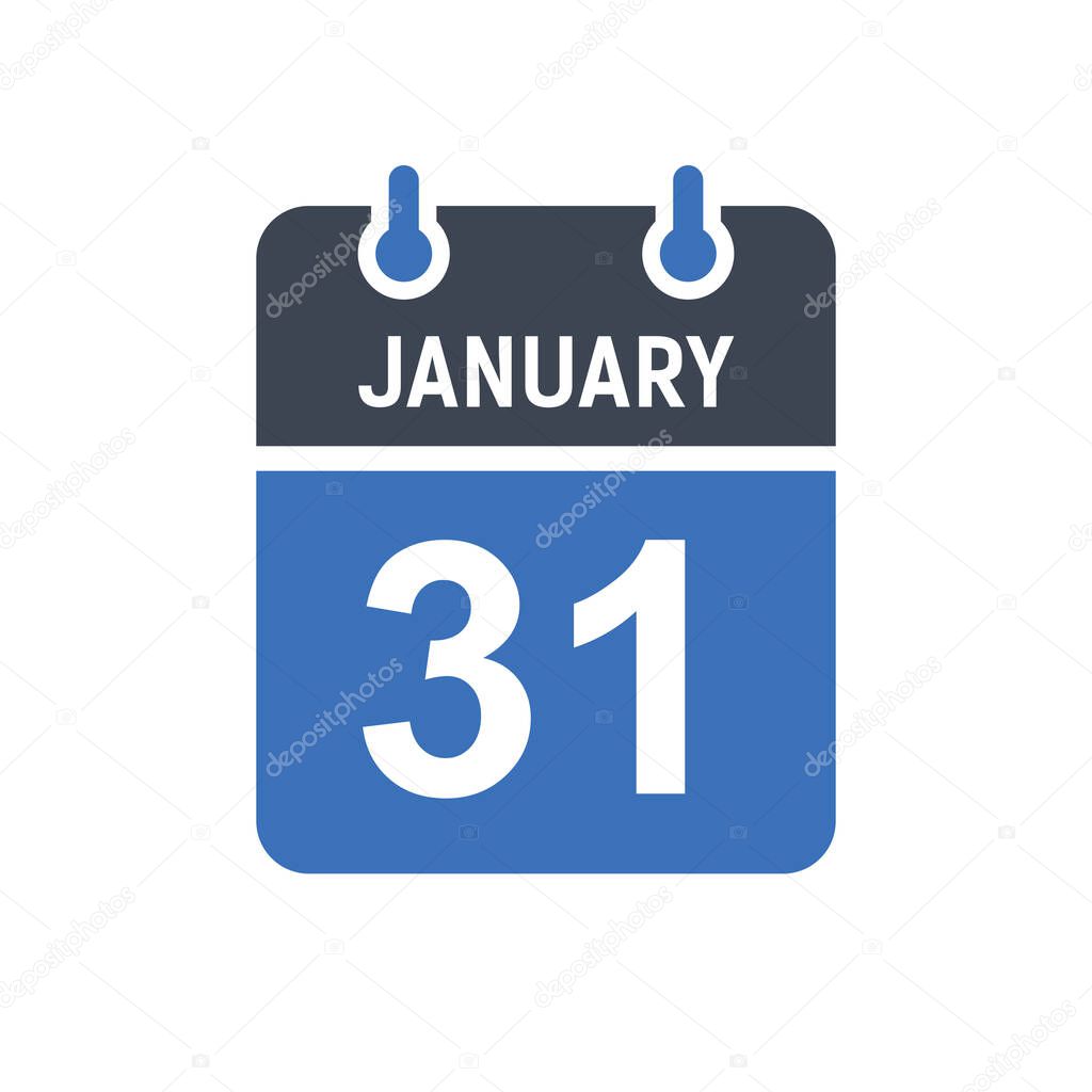 January 31 Calendar Date Icon, Event Date Icon, Calendar Date, Icon Design Vector Graphic
