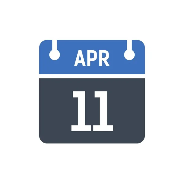 4月11日日历日期图标 矢量插图 扁平风格 平面图标日历在白色背景向量图形上隔离 假日在四月 — 图库矢量图片