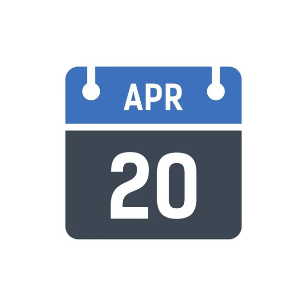 April Kalender Datum Icoon Vector Illustratie Platte Stijl Datum Dag — Stockvector