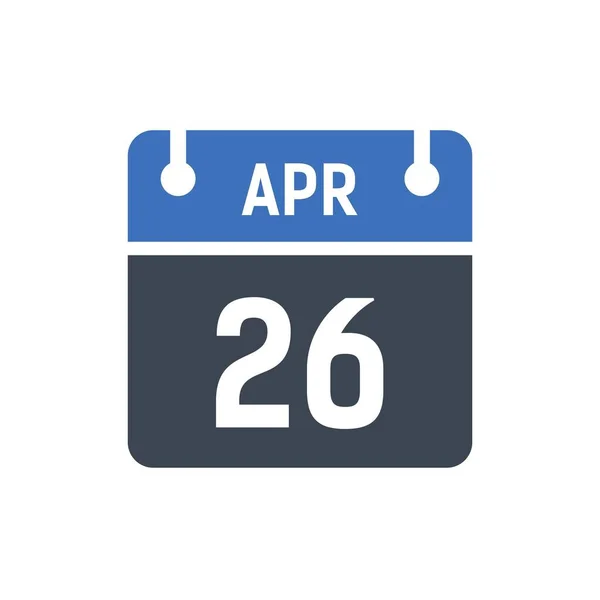 April Kalender Datum Icoon Vector Illustratie Platte Stijl Datum Dag — Stockvector
