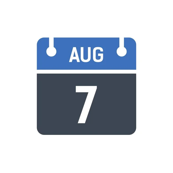 Agustus Ikon Tanggal Kalender Vektor Ilustrasi Gaya Datar Tanggal Hari - Stok Vektor