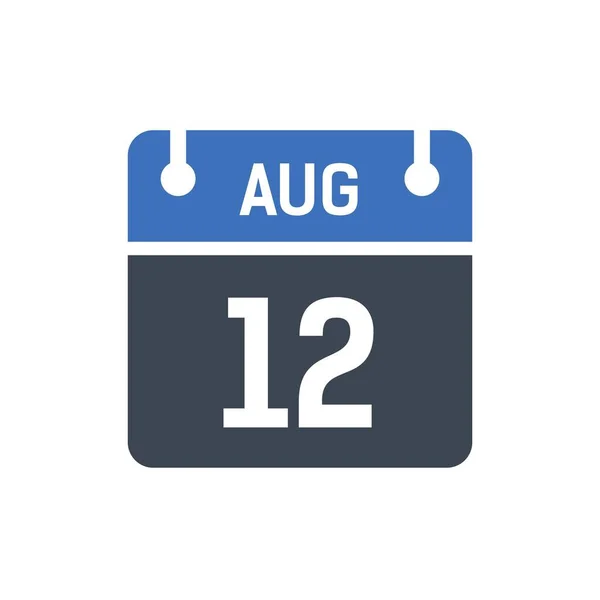 August Kalenderdatum Symbol Vektor Illustration Flacher Stil Datum Tag Des — Stockvektor