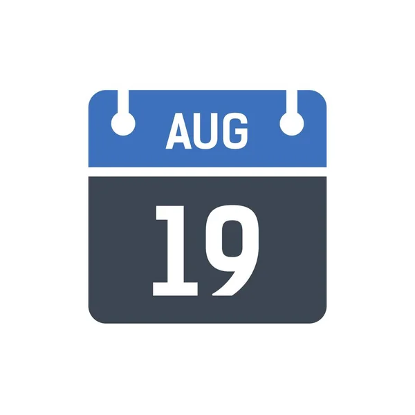 August Calendar Date Icon Vector Illustration Flat Style Date Day — Stock Vector