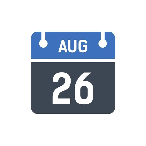 Августа Значок Даты Календаря Векторная Иллюстрация Плоский Стиль Дата День — стоковый вектор